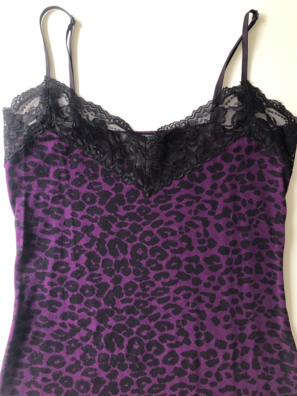 Cami/Tank Black Lace & Purple Animal Print SM - Picture 2 of 9